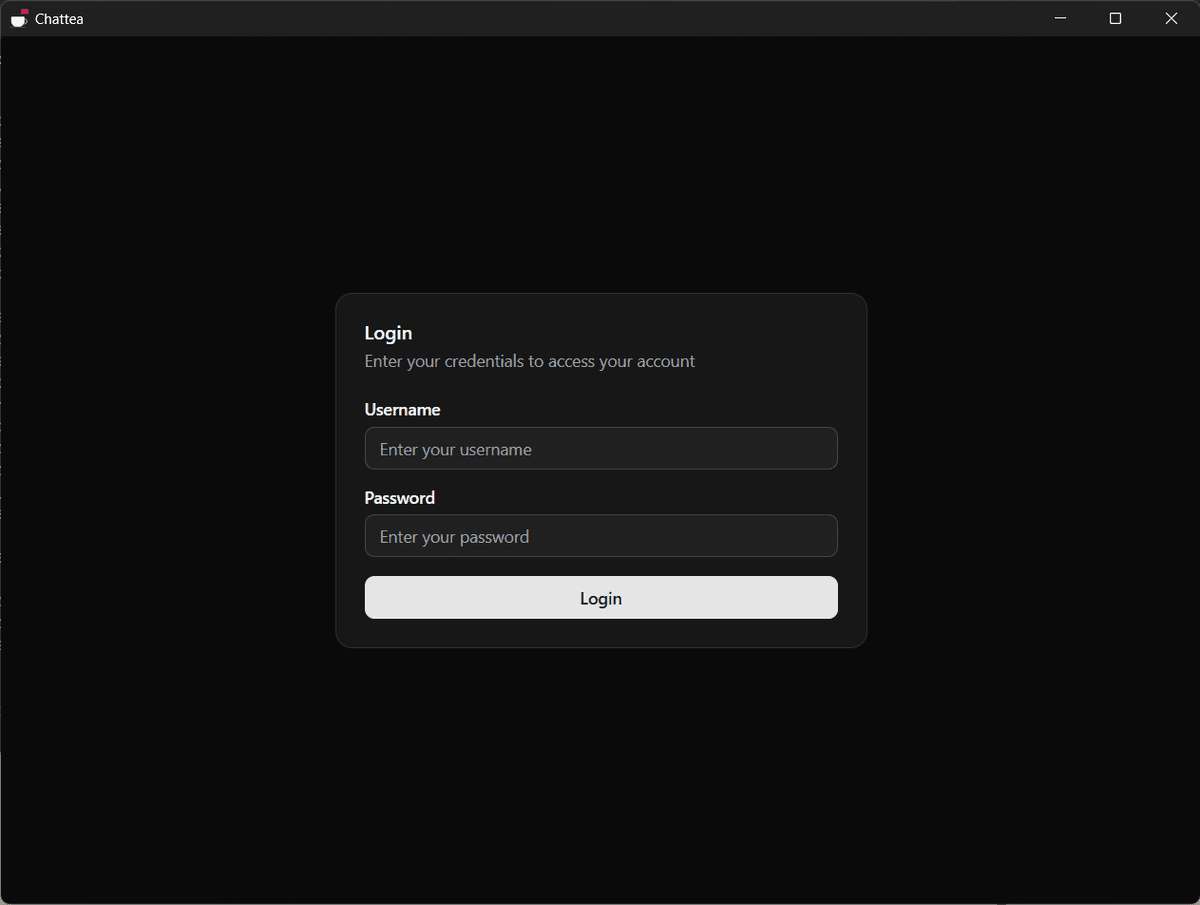 Chattea Desktop Login Interface